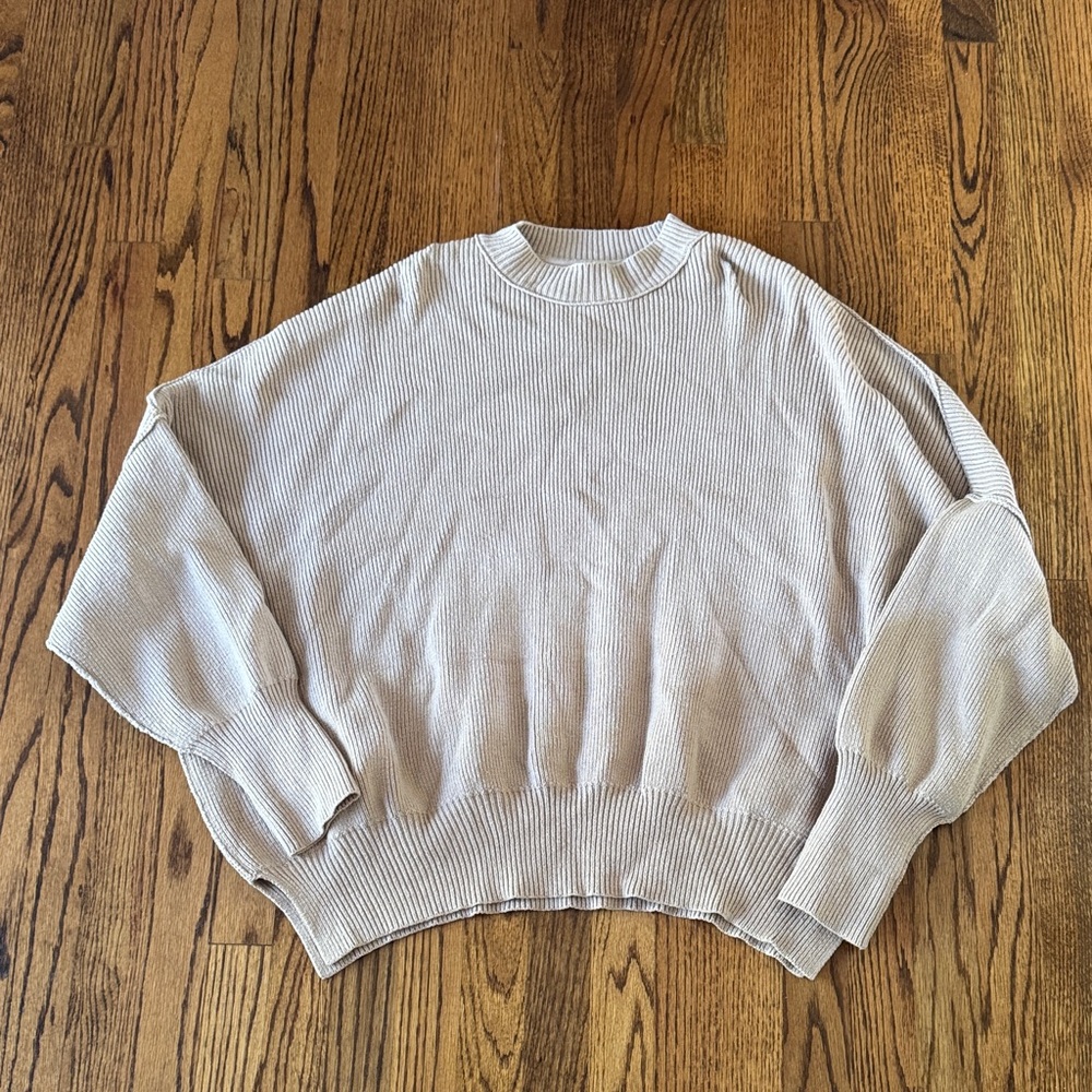 Free People Cream Crew Neck Sweater